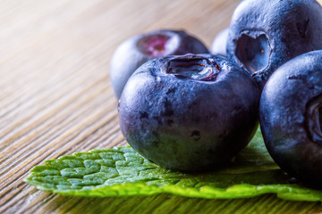 Blueberries limet and mint leaves
