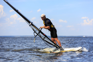 Side  view of windsurfer