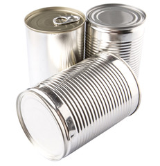Tin can over white background