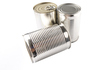 Tin can over white background