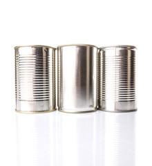 Tin can over white background