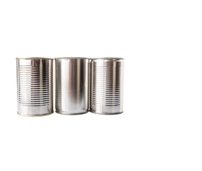 Tin can over white background