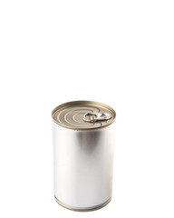 Tin can over white background