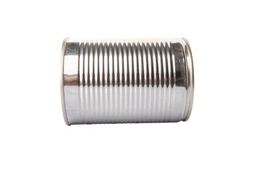 Tin can over white background