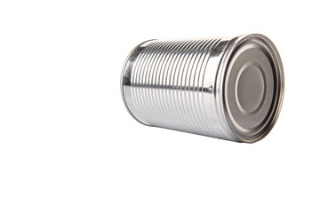 Tin can over white background