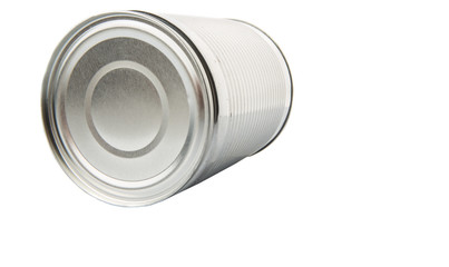 Tin can over white background