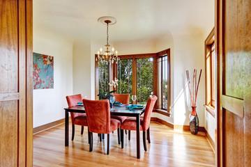 Luxury dining room interior with served table