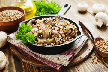 Buckwheat porridge with mushrooms