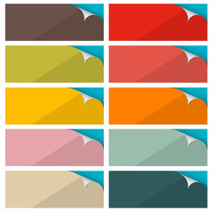 Colorful Empty Stickers Set with Bent Corner Vector Illustration