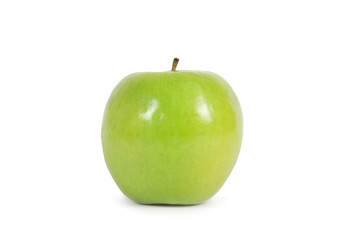 Green apple with leaf isolated on a white background