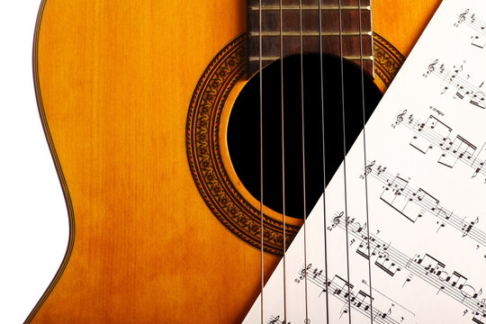 Classical guitar and notes