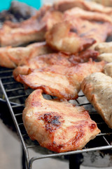 A lot of pork on the grill