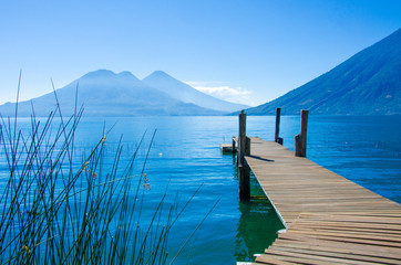 Relaxing on Jetty at lake Atitlan in Guatemala