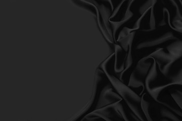 Black silk textile background　with copy space