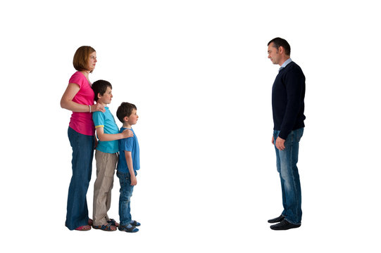 divorce concept family separation isolated on a white background