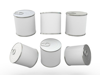 White blank food  tin can  with pull tab, clipping path included