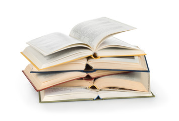 open books on white background