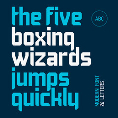 The five boxing wizards jump quickly. Modern font, alphabet.
