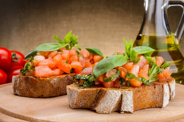 bruschetta with tomatoes and basil