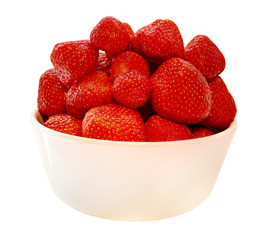 Strawberries in a bowl - isolated on white background