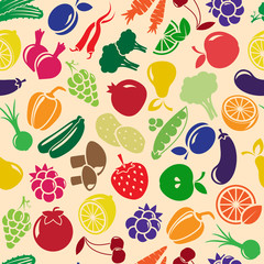 vector seamless background with fruits and vegetables