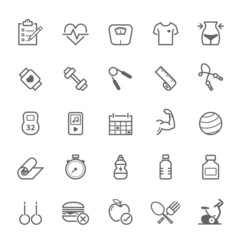 Set of Outline stroke Fitness icons