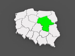 Map of Mazovia. Poland.