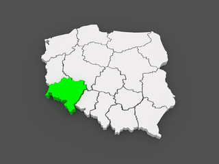 Map of Lower Silesia. Poland.