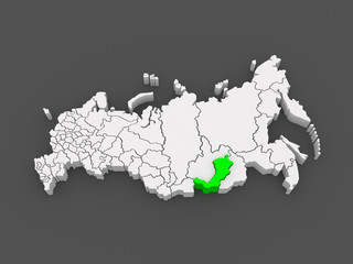 Map of the Russian Federation. Republic of Buryatia.