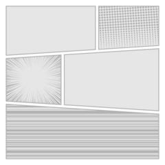 Comics pop art style blank layout template with dots pattern
