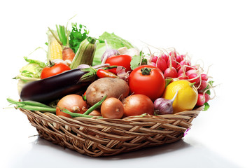 fresh Healthy Vegetables on a White Background.