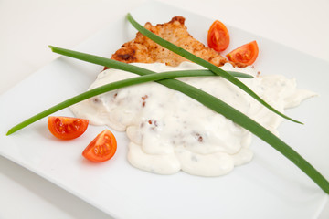 fillet in sauce and decoration