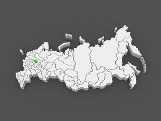 Map of the Russian Federation. Ivanovo region.