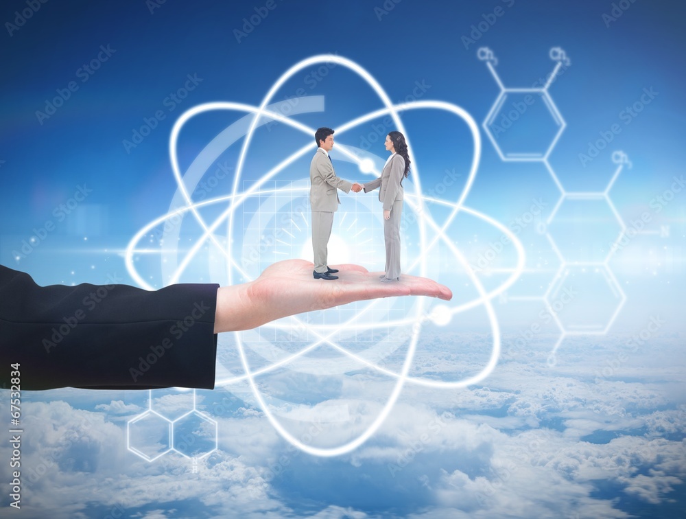 Aufkleber composite image of side view of hand shaking trading partners