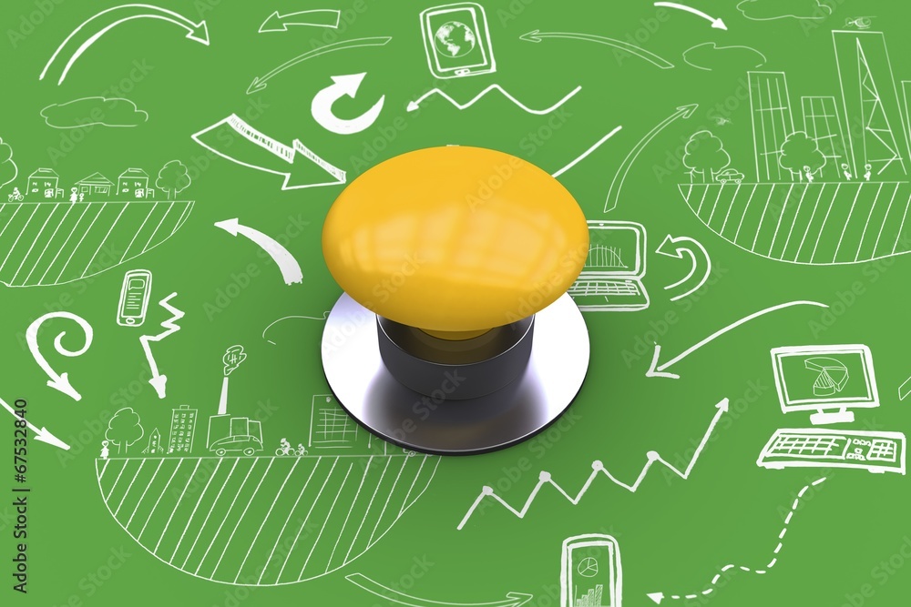 Poster Composite image of yellow push button