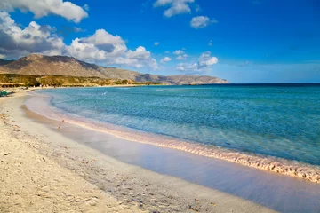 Fotobehang Elafonissi Strand, Kreta, Griekenland strand bij de lagune van Elafonissi
