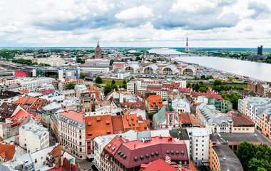 Riga, Latvia. Panoramic view from Saint Peters church