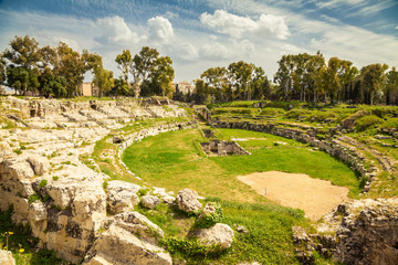 Fototapeta na wymiar ancient Roman amphitheatre of Syracuse