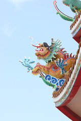 Fototapeta na wymiar Dragon sculpture in Chinese temple.