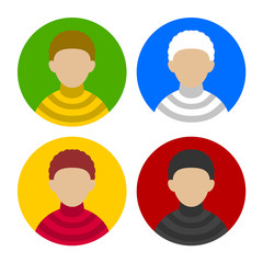 Colorful Businessman Userpics Icons Set in Flat Style. Vector