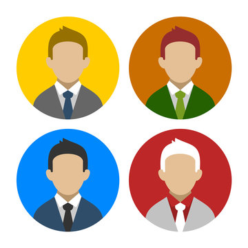 Colorful Businessman Userpics Icons Set in Flat Style. Vector