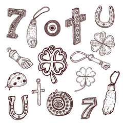 set icons talisman amulet and charm