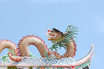 Fototapeta premium Dragon sculpture in Chinese temple.