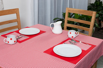 Laid table - red and white