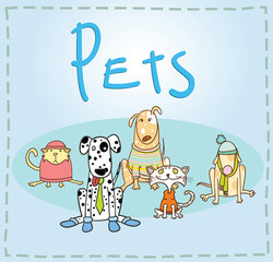 cartoon cats and dogs