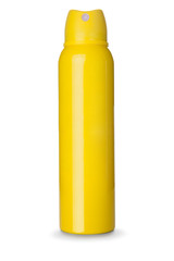 Yellow spray bottle, isolated on white background