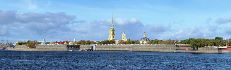 Panorama of the Peter and Paul Fortress in Saint Petersburg