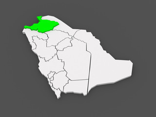 Map of Al-Jawf. Saudi Arabia.