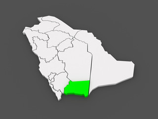 Map of Najran. Saudi Arabia.