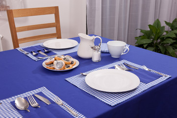 Laid table - blue and white